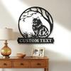 Custom Metal Cat Silhouette Sign Rustic Decor Personalized Text Gift Animal Lover Unique Wall Art