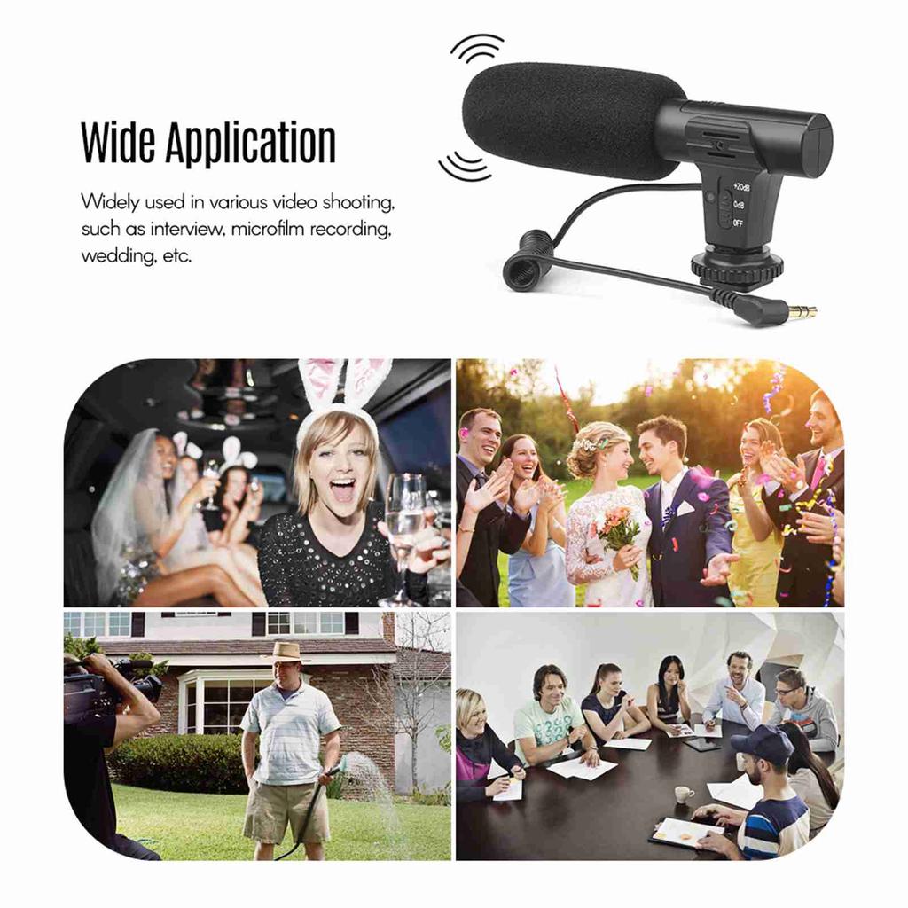 Simple Microphone 3.5mm Jack Hot Shoe Mount DV Stereo Microphone for Camera Interview Film Recording
