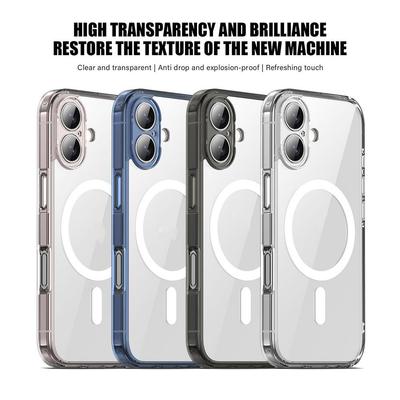 Luxusní Průhledný Nárazuvzdorný Magnetický Kryt Pro iPhone 17 Air 17Pro 17 Pro Max Bezdrátové Nabíjení Nárazuvzdorný Kryt s Tvrdou Zadní Stranou