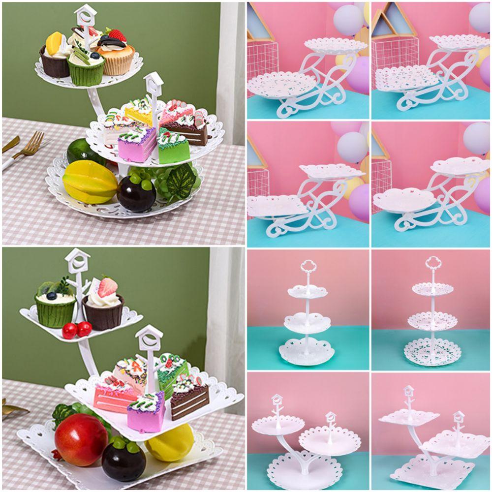 Plastic Cake Stand 2/3-Layers Food Fruit Plate Creative Dessert Rack Wedding Birthday Party