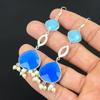 Anniversary Gift For Her Natural Blue Saphire Drop/Dangle Earrings 925 Silver