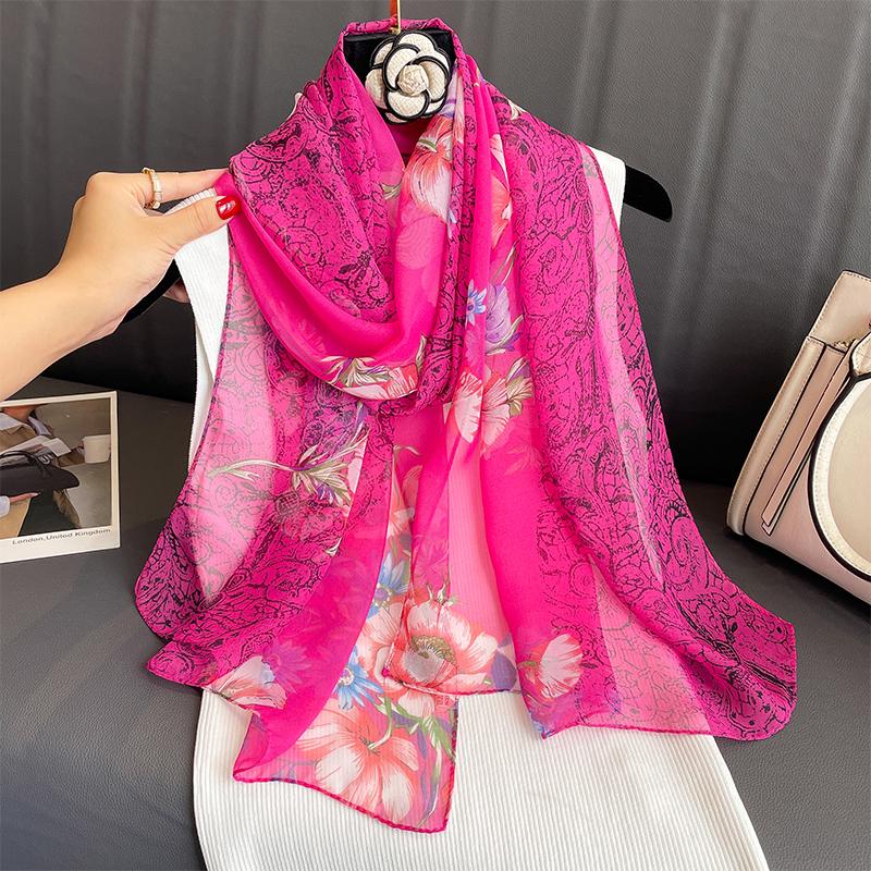 Spring Scarf For Women, Luxury Design, Smooth Silk Scarf, Soft Muslim Headband, Beach Shawl.