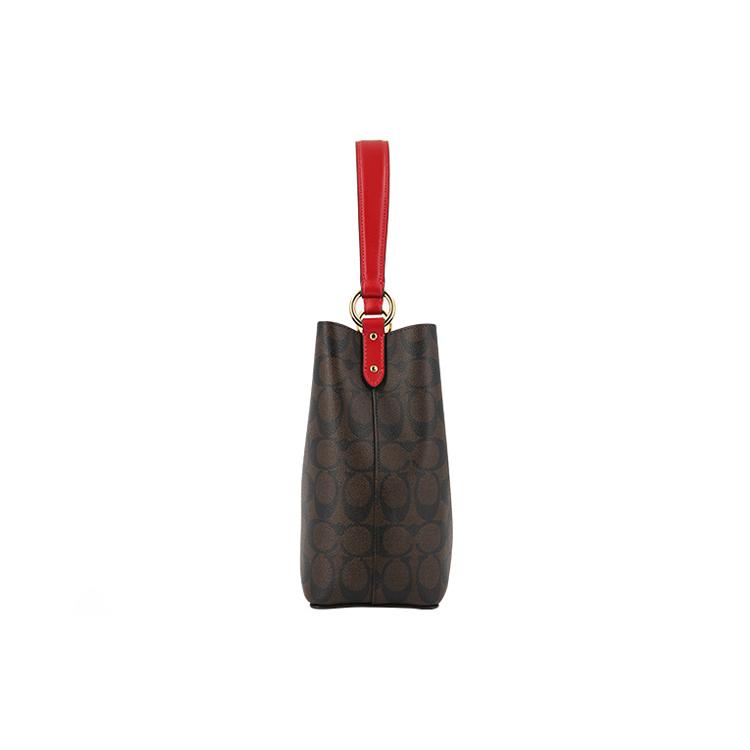 COACH Town Coated Canvas With Smooth Leather Bucket Bag, Shoulder Bag, Crossbody Bag, Handbag Small Womens