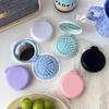 Solid Color Folding Comb with Makeup Mirror Traveling Portable Small Massage Comb Women Girl Air Cushion Hair Brush Styling Tool