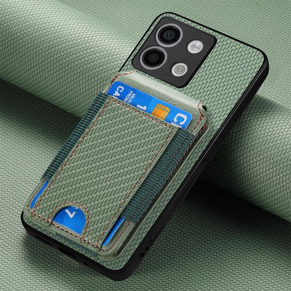 Vertical Cards Solt Wallet Carbon Fibre Case For Xiaomi Redmi Note 13 Pro 12 11 13T POCO X6 X5 Magnetic Stand Bag Pocket Cover