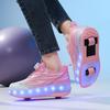 Scarpe da Skate per Bambini con Luce LED Sneakers Luminose Scarpe a Due Ruote per Ragazzi Ragazze con Ricarica USB