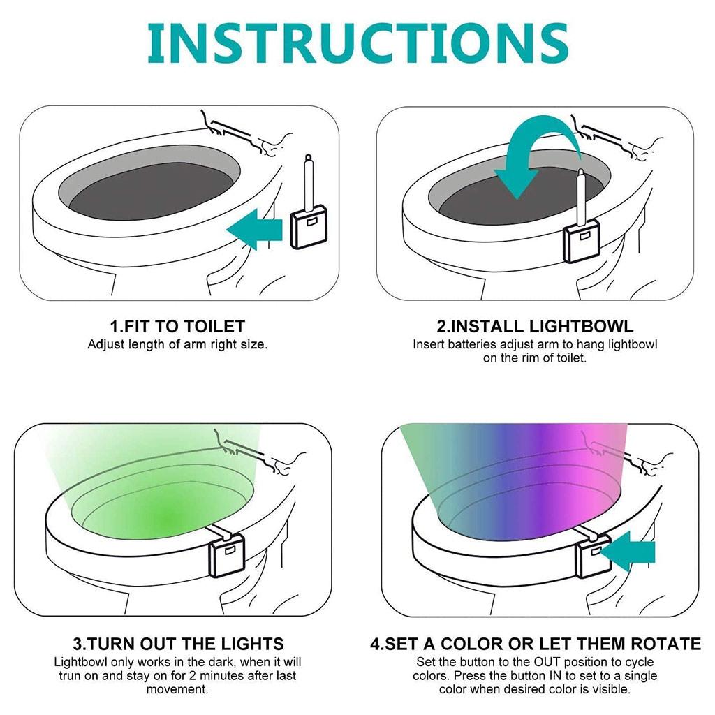 LED Toilet Bathroom Night Light Motion Activated for Seat Sensor Lamp Color Chan