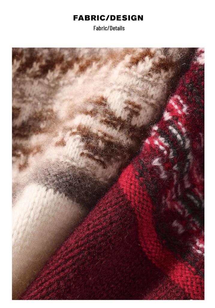 Women's Fair Isle Wool Cardigan - Short, Round Neck, Loose Fit, Korean Style Cashmere Knit for Autumn & Winter