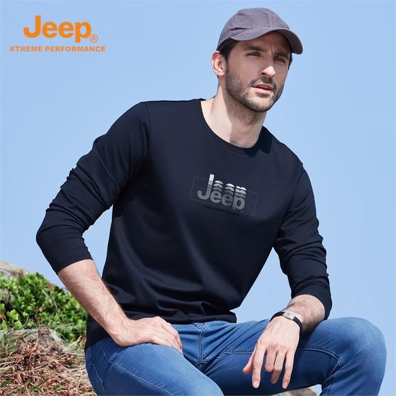 Jeep Men's Long-Sleeve Xinjiang Cotton T-Shirt