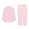 Lapel Long Sleeves with Padded Shoulder Double Breasted Suit Outwear 2205597 High Waist Ankle Pants 2199597