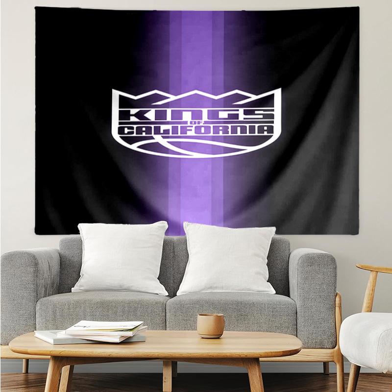 Kings Basketball Team Logo Schnelltrocknendes Wandteppich zum Aufhängen für Schlafzimmer, Wohnzimmer, Spielzimmer, Dekorations-Kunstzimmer Wandteppich Feiertags- und Geburtstagsgeschenke