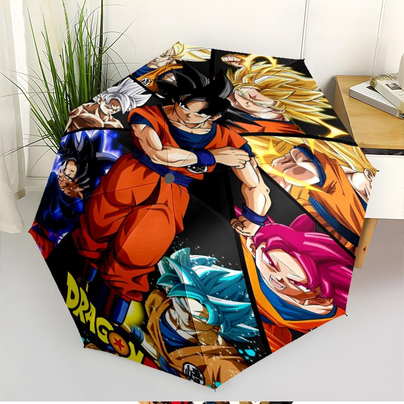 Dragon Ball Print Automatic Open Close Umbrella, Portable Foldable Umbrella, for Outdoor Commute Camping Trip, Ideal Birthday Gift