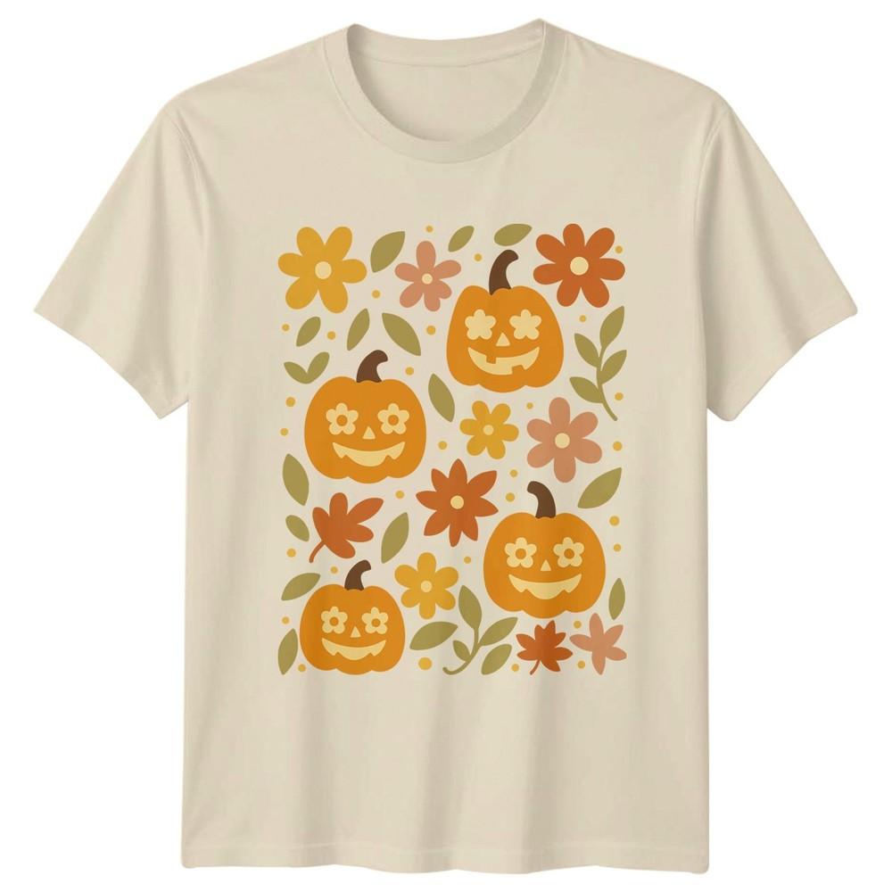 Pumpkin Jack O Lantern Halloween Fall Autumn Floral Unisex T Shirt Unisex Unisex