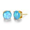 Cut Golden White Round Color Fire Opal Stud Earrings Wedding Jewelry Gift
