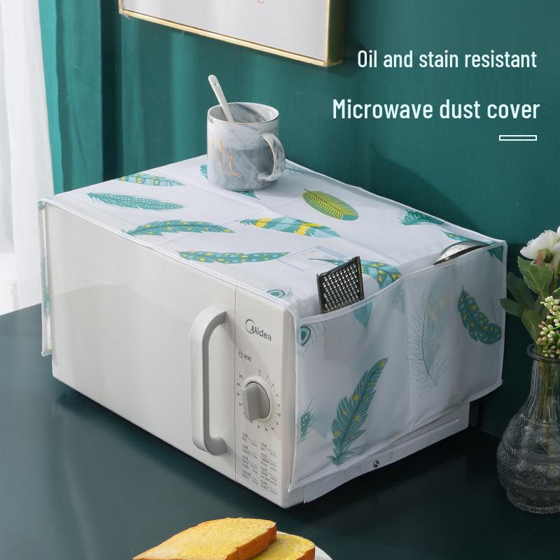 Fresh Style Waterproof Microwave Oven Dust Cover with Storage Bag - Dustproof and Oil-proof Cloth for Home Use