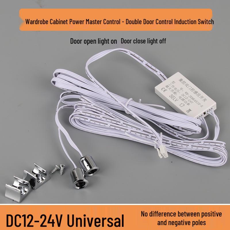 LED Strip Light with Induction Control for Wine Cabinets and Wardrobes, DuPont Interface, 12V Transformer Included