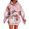 Ladies' Christmas Printed Bow Long Sleeved Loose Fitting Headband With Rope Hooded Sweatshirt Top