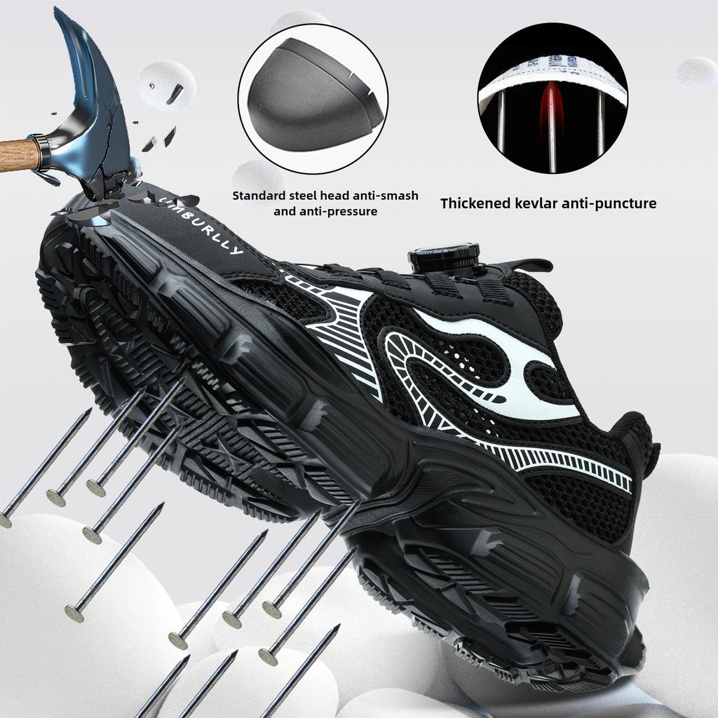 summer non-slip safety shoes for woman black work shoes with a steel toe lady work boots lightweight comfortable safety sneaker