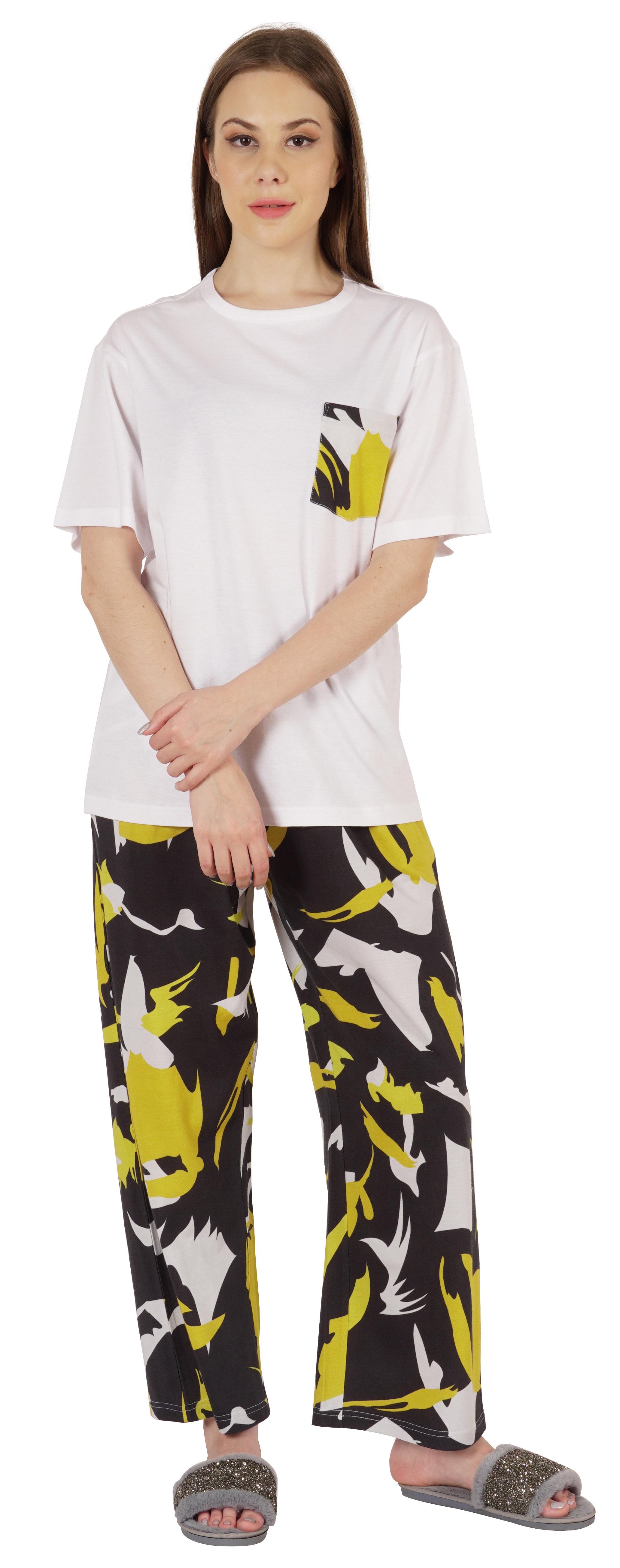 

Inkmeso Жіночий піжамний комплект з 2 предметами з принтом і короткими рукавами XX-Large білий