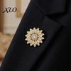 Backpack Decoration Pin Sparkling Rhinestone Sunflower Brooch, Golden Plated Floral Lapel Women Flower Accessory Pin, Dainty Clothing Jewelry