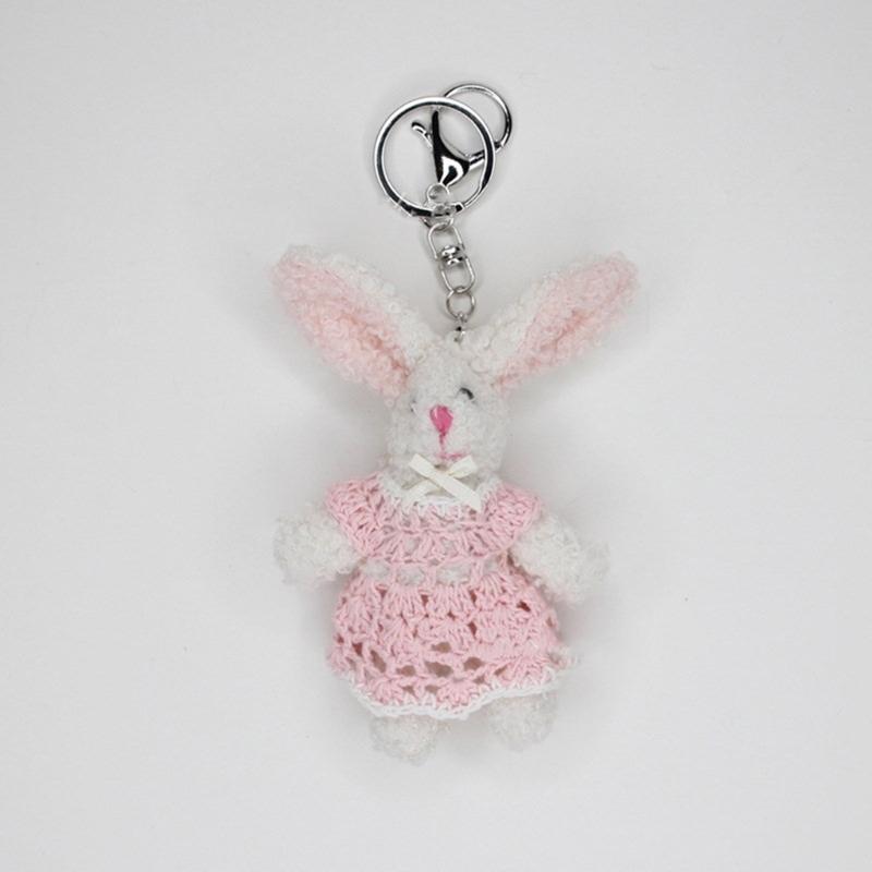 Cute Plush Rabbit Keychain Cartoon Doll Toy Big Ear Rabbit Pendant Keyring for Women Couple Bag Ornament Car Key Chain