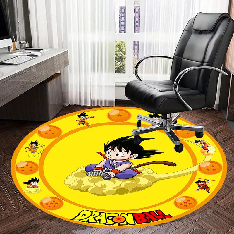 1pc Dragon Ball Character Artwork Round Carpet, Made of Polyester,Perfect for Decorating Office Chairs, Living Rooms,Vibrant Decorative Rug