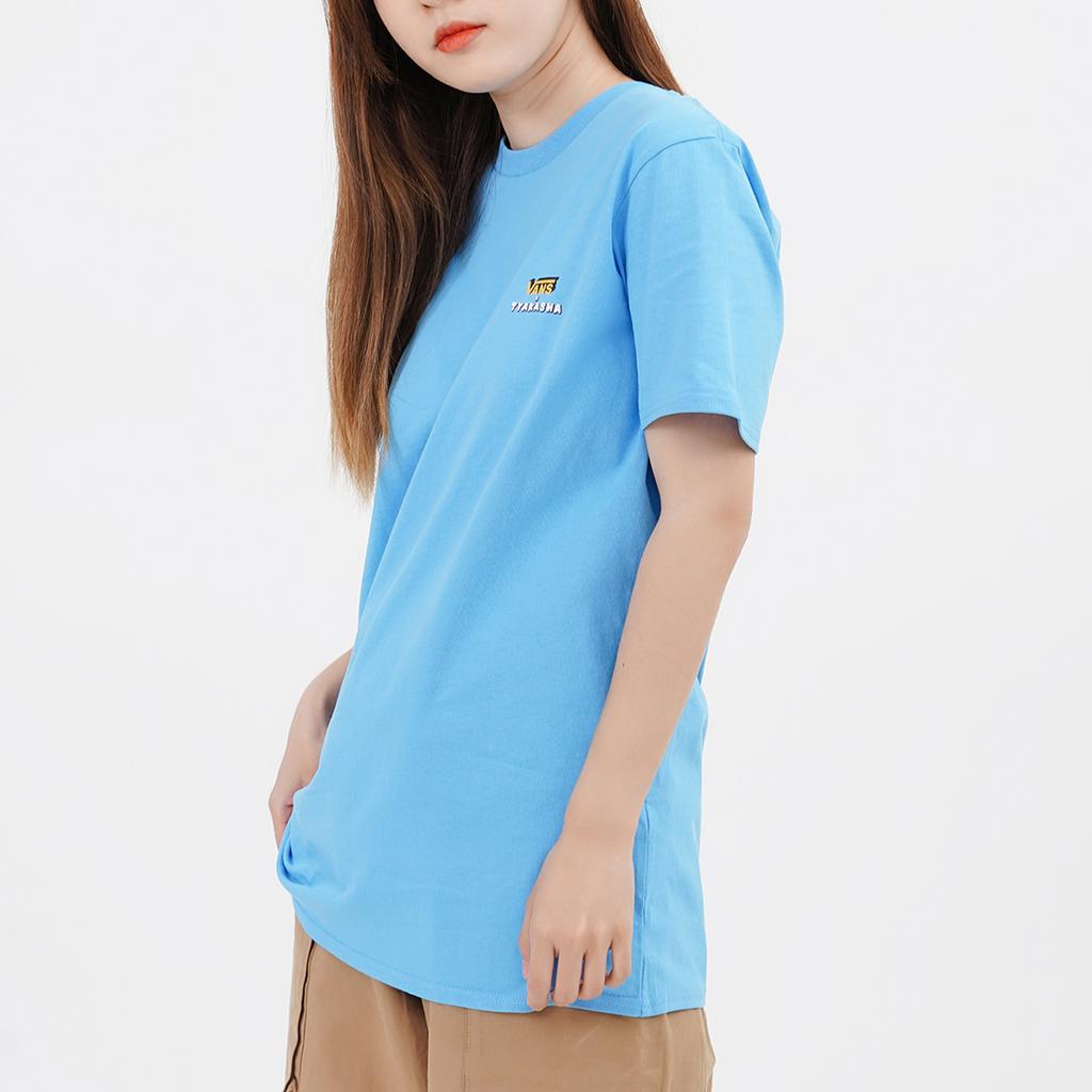 Vans X Tyakasha Collaboration Fun Cartoon Smiley Earth Print Sweet Cool Dopamine Short Sleeve Drop Shoulder T-Shirt Women T-Shirts Blue VN0A7YG11OO