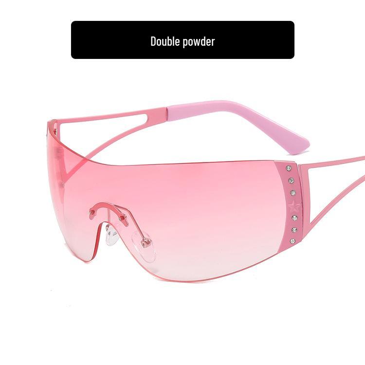 

Безрамочные стразы Y2K Технологичные спортивные солнцезащитные очки As shown