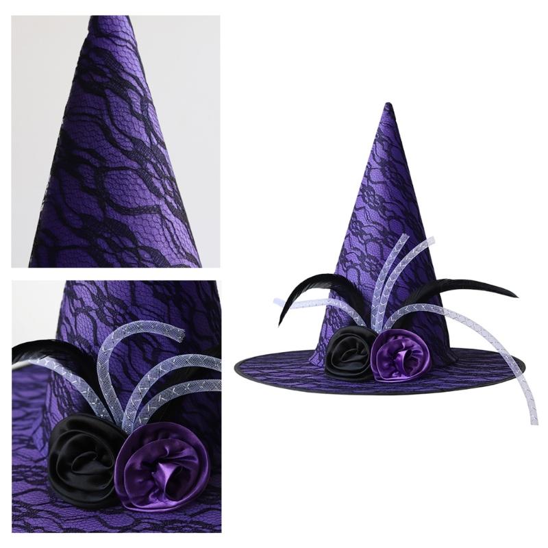 Halloween Hexenhut für Kinder Erwachsene Halloween Party Cosplay Kostüm Requisiten Gruseliger Zaubererhut für Halloween Party