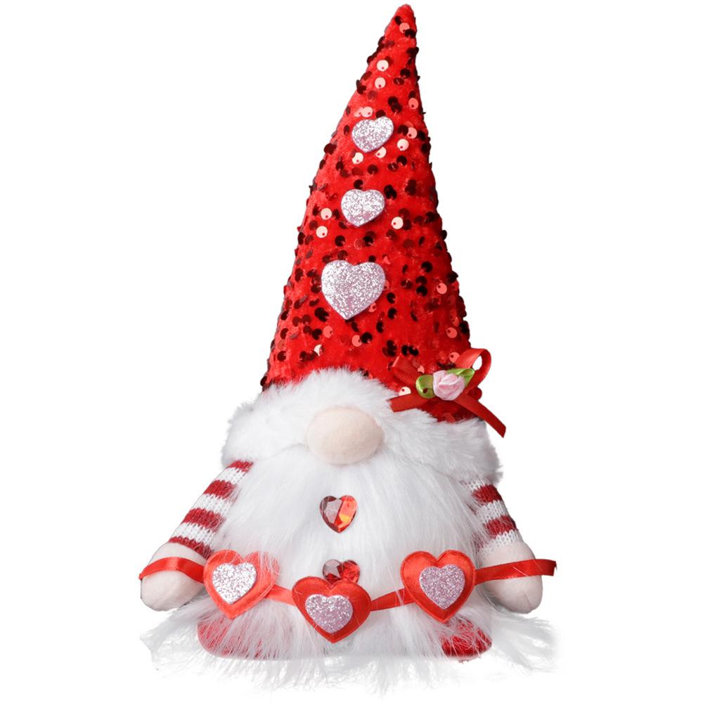Valentine s Day Sequin Gnome Plush Love Heart Luminous Figurine