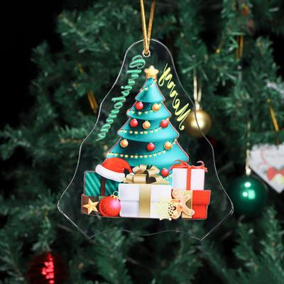 Winter Acryl Ornamente Frohe Weihnachten Hängeornament für Weihnachtsbaum Vereist Handwerk Anhänger für Bäume Fenster Türen Deko