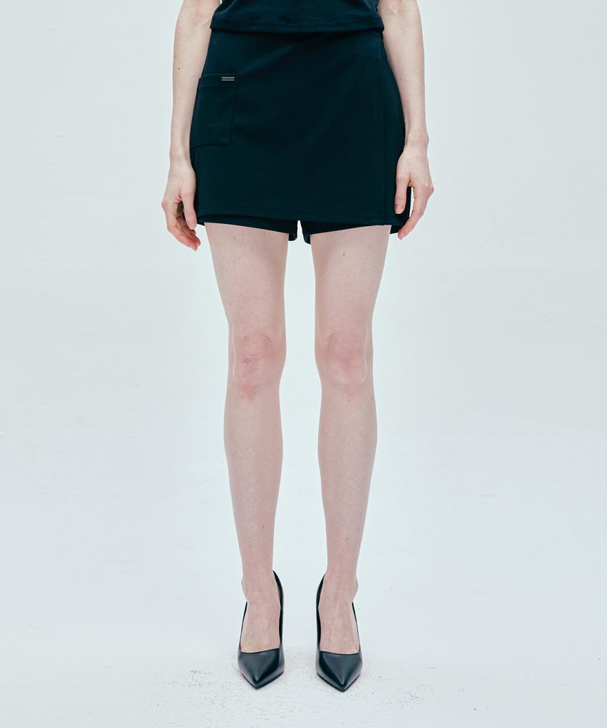 Ssy Pocket Tip Wrap Skirt Pants Black