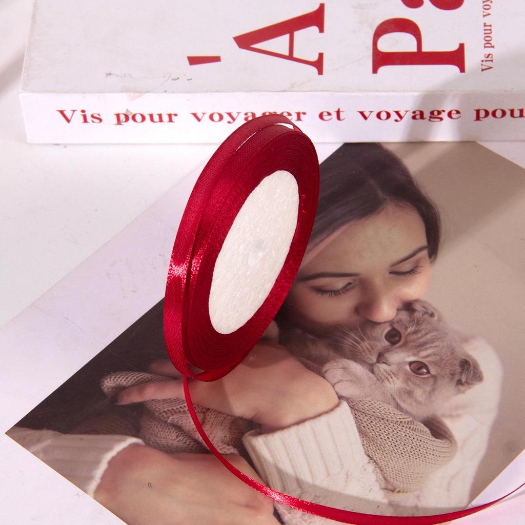 Burgundy Satin Ribbon: Chinese Red Polyester, 0.3-8cm for Festive Wedding Room Decorations