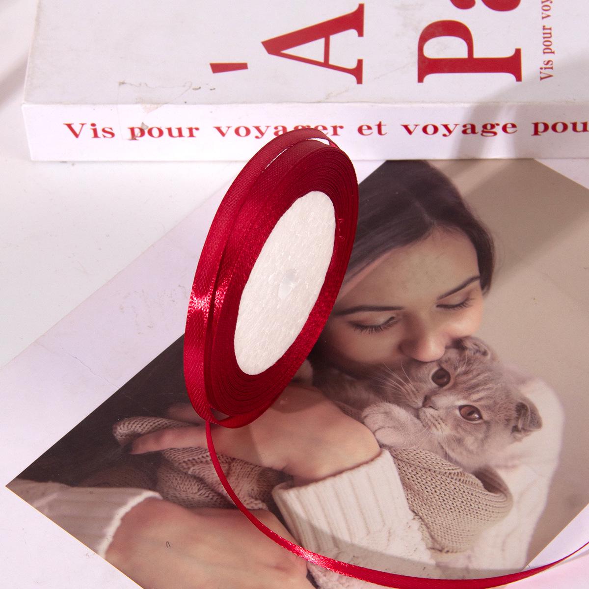 

Бордова атласна стрічка: Китайський червоний поліестер, 0,3-8 см для святкових весільних прикрас кімнати