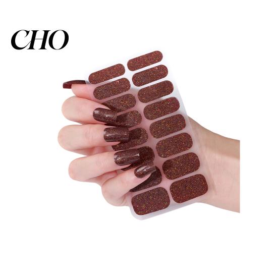 Nail Art Decal Glitter Polish Strips with File Easy Apply Remove Self Adhesive Women Strip Full Sticker Home Manicure DIY Decoration Wrap