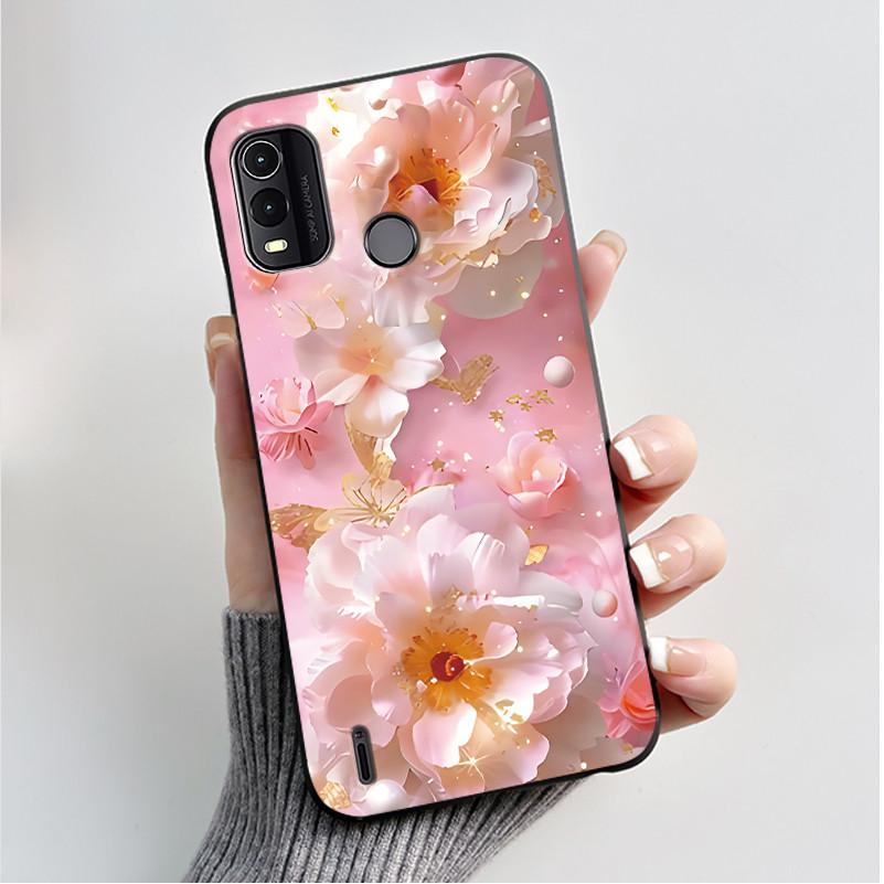 Per Nokia G11+ G11 G21 Custodia Coppia Moda Farfalle Fiori Nero Morbido Silicone TPU Cover Posteriore per Telefono Nokia G11 Plus