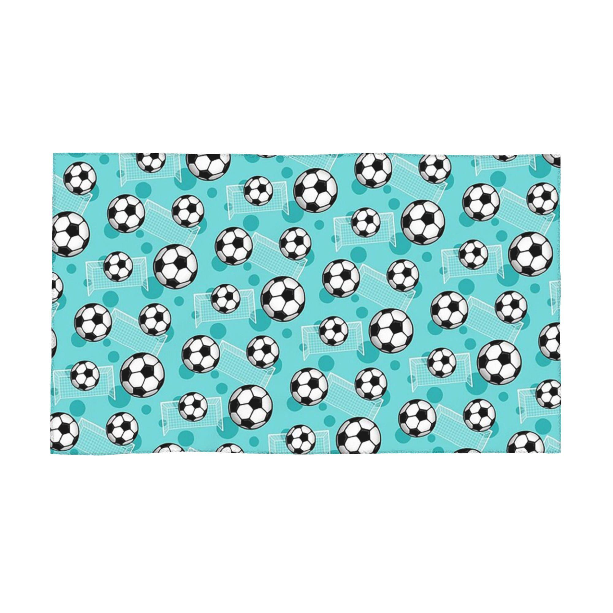 

Soccer Ball and Goal Teal Pattern - Teal Soccer Soft Face Towel Quick Dry Pool Bath Cotton Towels Absorbent W30*H60(CM)