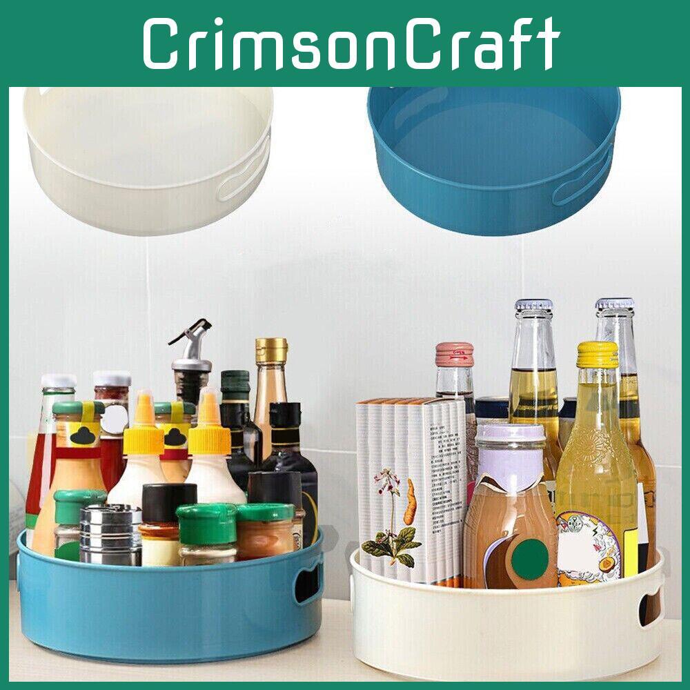 Space-saving Rotating Kitchen Storage Box With Elegant White And Blue Colors For Countertops