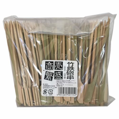Daiwa Bussan Bamboo Skewers, Natural, 12cm, Prosperous Business, Bamboo Teppo Skewers for Yakitori, Commercial Use, 250 Pieces