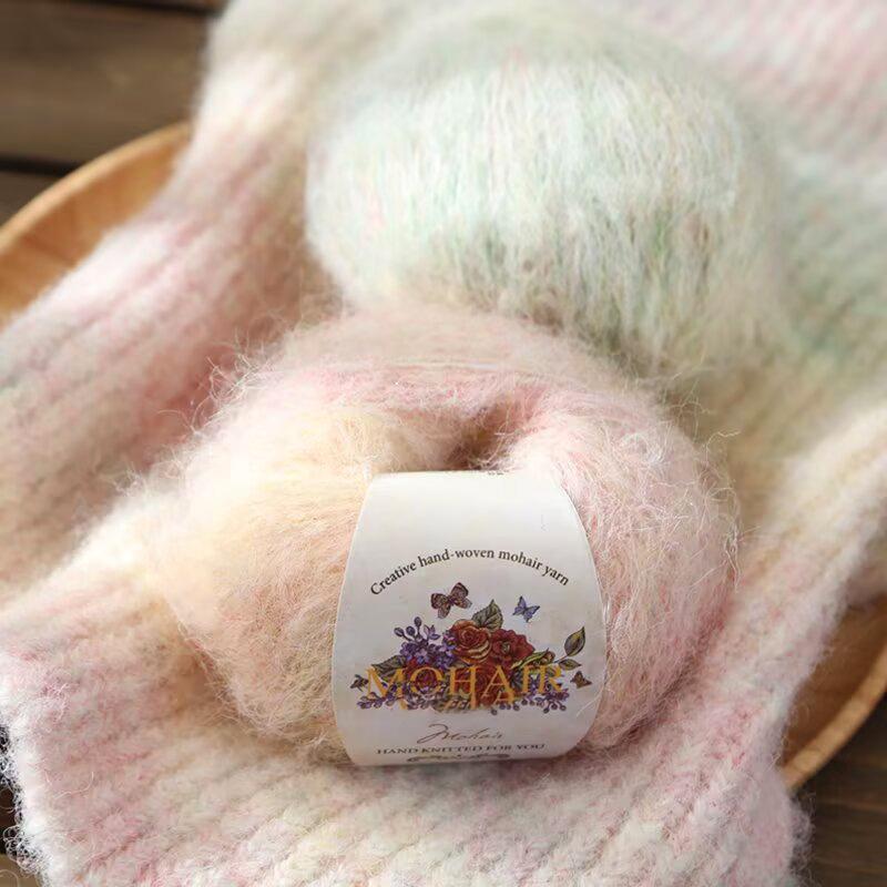25g Multi-Color Mix Knitting Scarves Mohair Weaving Mixed Yarn DIY Long Wool Yarn Comfortable Knitting Fluffy Multicolor