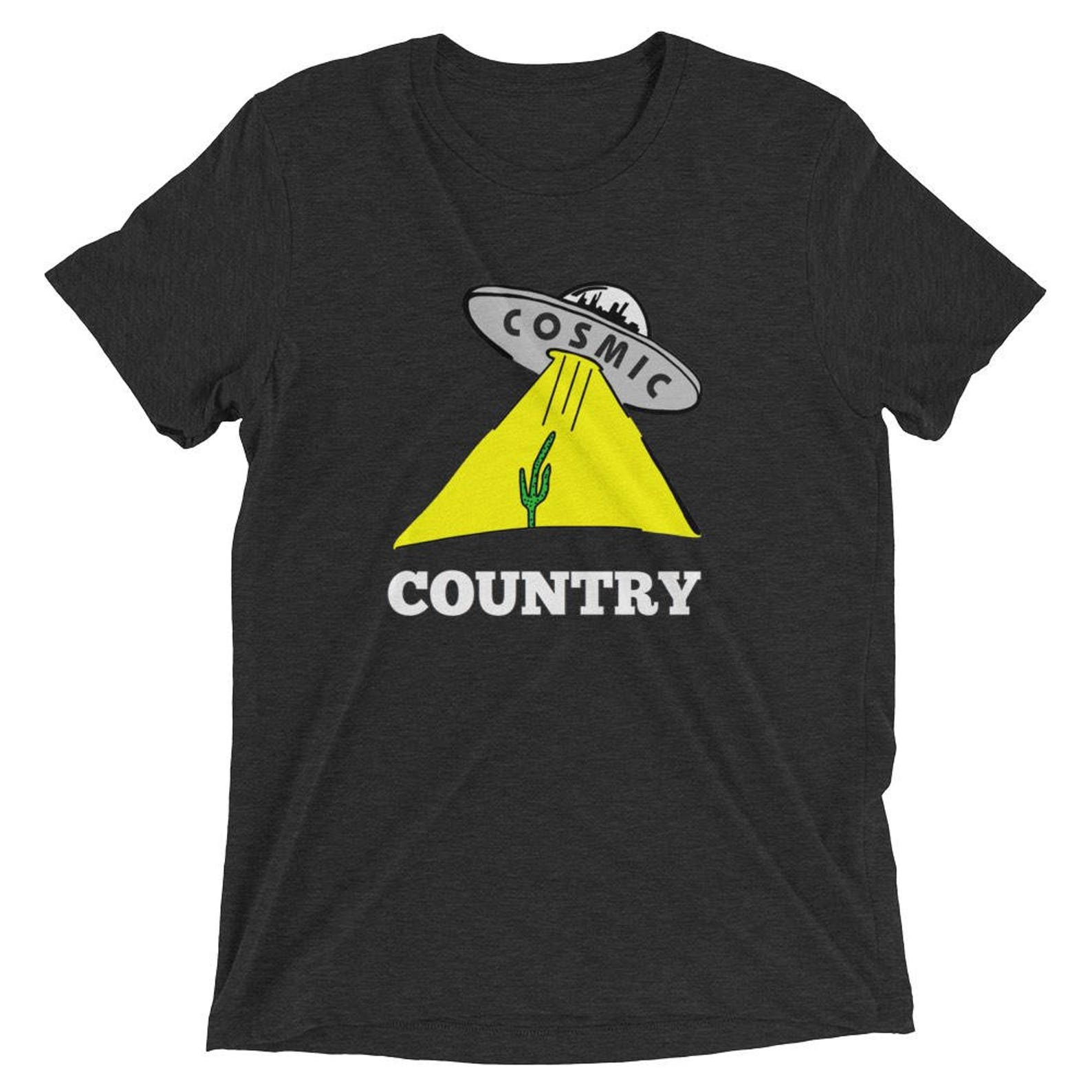 Cosmic T-Shirt! Country, Gram Parsons, Southwest, 70 s country style, cactus, spaceship, Joshua Tree, alt-country, UFO, Southwest, Desert XL