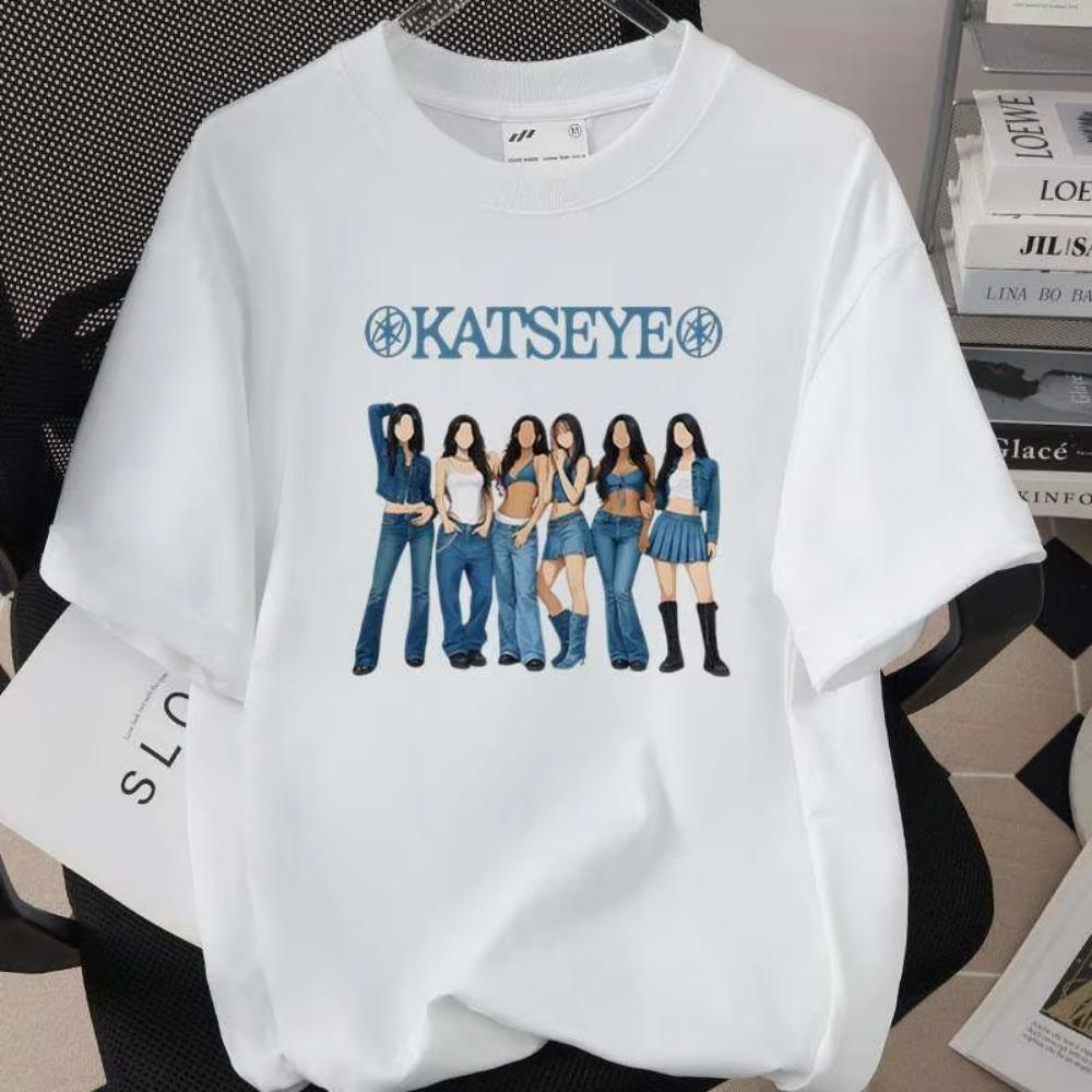 2026 Bestselling Korean Girl Group Katseye Printed Fan Concert Tshirt Short Sleeved Fashionable Casual Daily Fan Outfit Top