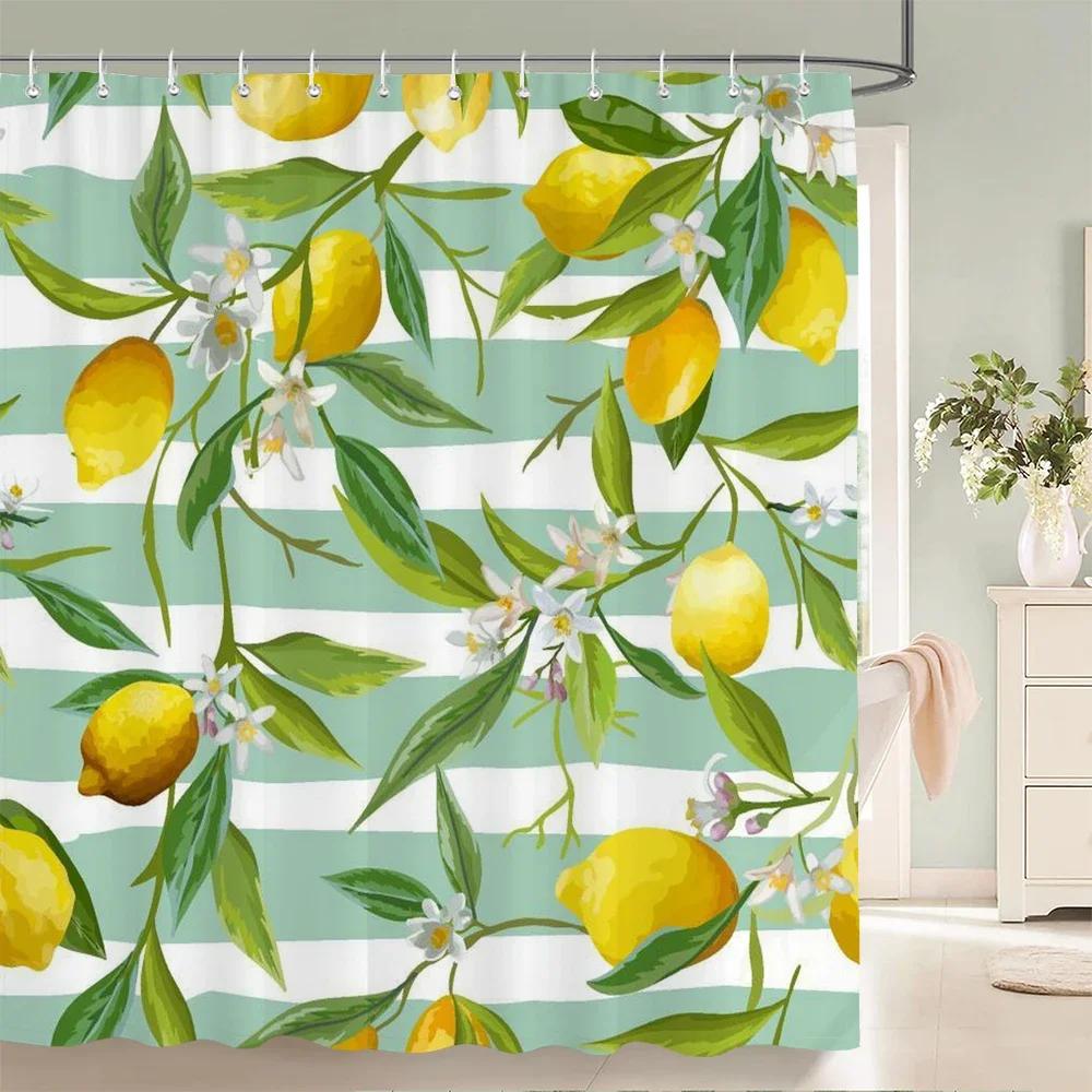 Fresh Fruit Pineapple Shower Curtain 3D Bath Screen Waterproof Fabric Bathroom Decor Large  With Hook Bathroom Curtains W90xH180cm