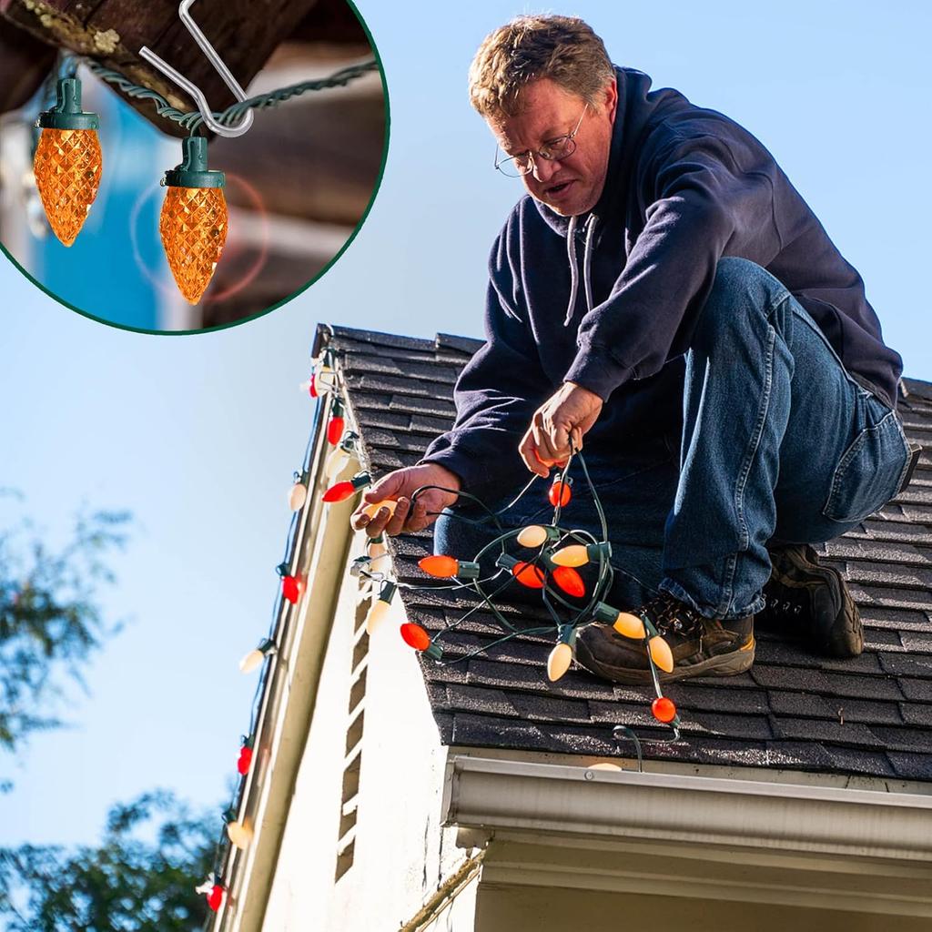 60-Count Metal Gutter Hooks for Outdoor Christmas Lights, Outside Lights Gutter Hangers for Gutter Guards Mesh Leaf Filter Shingles Eaves Fences,