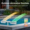 Rechargeable Dual Spray Pool Fountain Waterfall Sprinkler with RGB LED Lamp for Above and In-Ground Pools Pool Fence Night Light