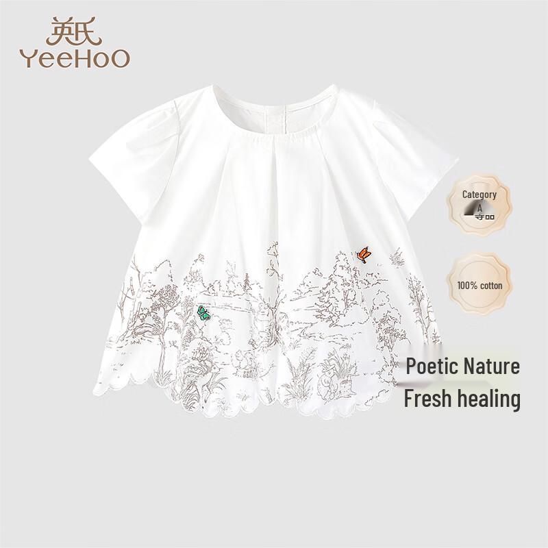 YEEHOO Girls  Pure Cotton Breathable Short-Sleeve T-Shirt 80