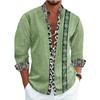 Men S Long Sleeve Chinese Style Button Placket Printed Shirt