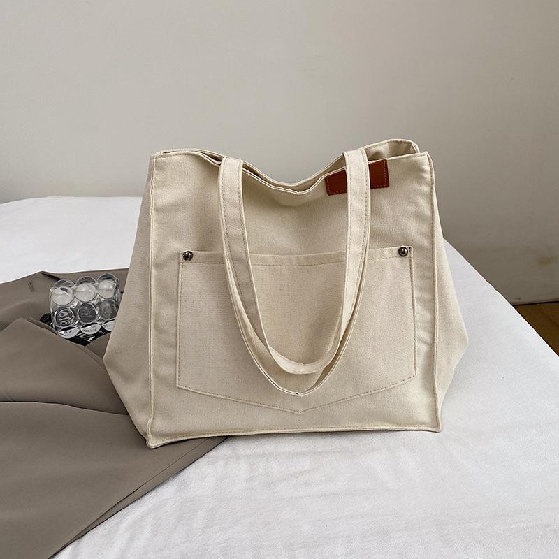 1Pc Women'S Tote Bag Canvas Sewing Thread Large Capacity Advanced Sense Handbag Convenient