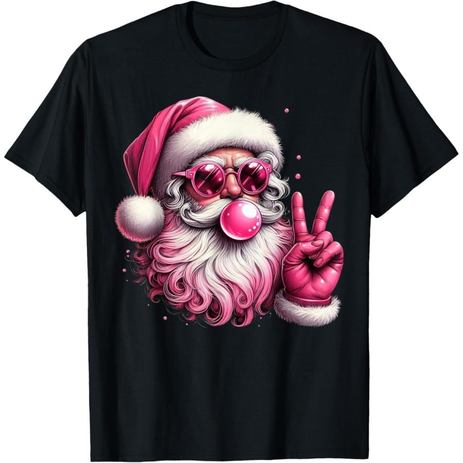 Funny Santa Claus Costume Blowing Bubble Gum Xmas Christmas T-Shirt S