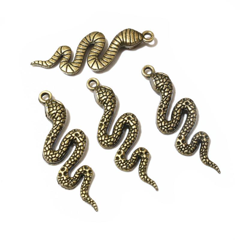 5pcs Antique Silver Color Bronze Snake Charms Pendant DIY Handmade Jewelry Making Accessories Findings for Necklace Bracelet